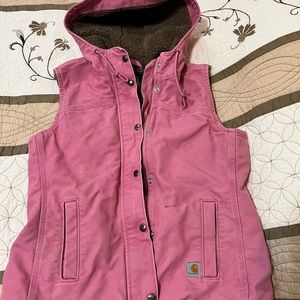 Ladies Small Hooded Carhartt Sherpa Lined Vest